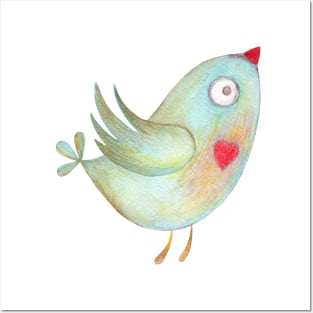 Cute Crayon Bird Posters and Art